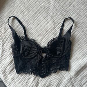 for love and lemons black lace longline bra top